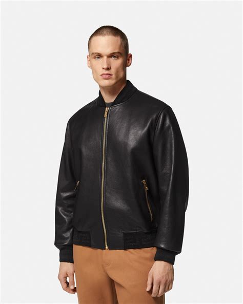 Versace Greca Leather Bomber Jacket 